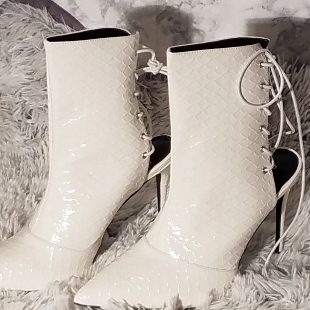 White Backless Booties